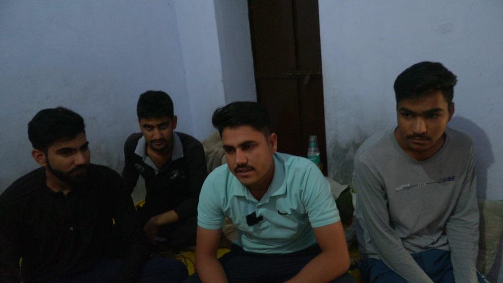 Students from Jaat Boarding Hostel talking to the correspondent 