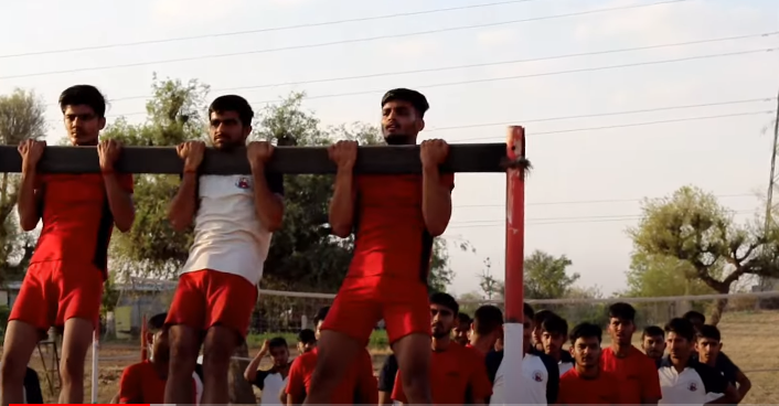 Aspiring soldiers taking training in Vivekanands Defence Academy