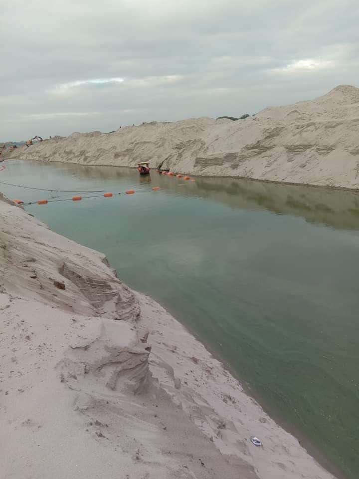 A canal built on sand in Varanasi 