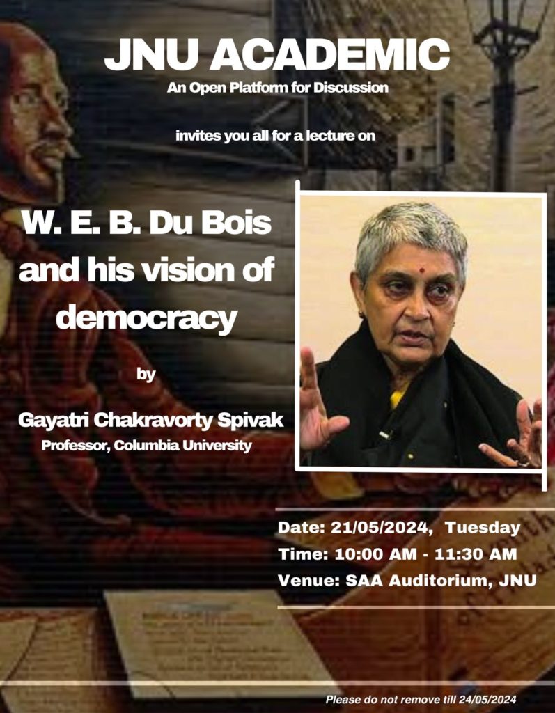 Invite poster of Gayatri Chakravorty Spivak's lecture by JNU Academic