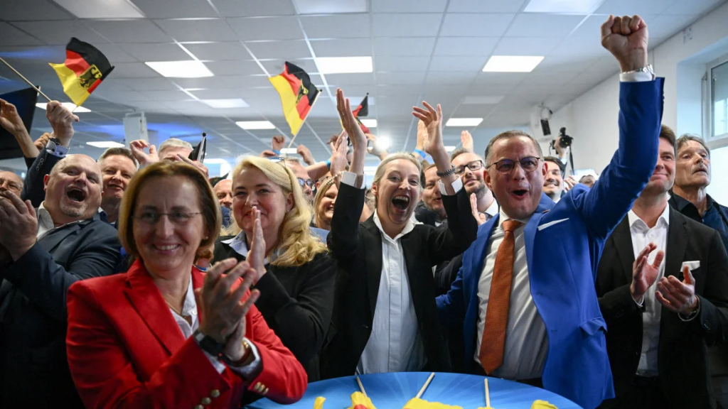 Leaders of AfD after their win in European Parliament elections