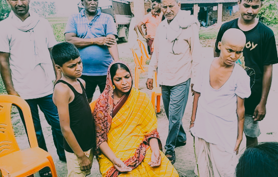 Wife and two sons of deceased Ajay Prajapati