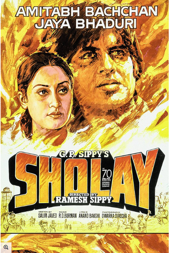 A poster of Sholay