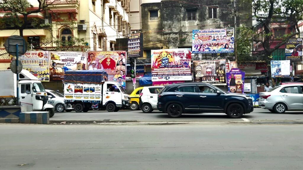 A road on Kolkata showing religious events amidst Politics of Fear