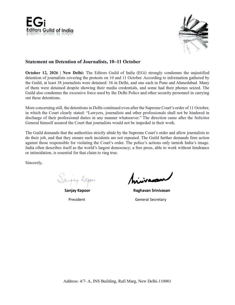 EGI statement on assault on journalists in Delhi 