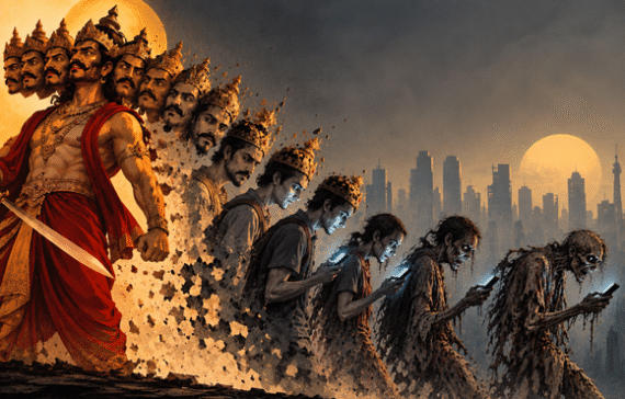 AI Illustration showing society in transition