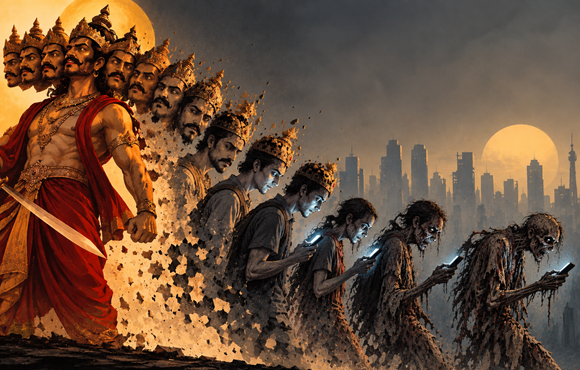 AI Illustration showing society in transition
